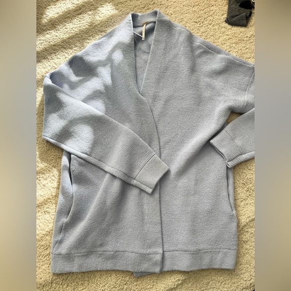 New Free People Ottoman Cardigan Open Front Ribbed Serenity Size Large - Picture 2 of 5